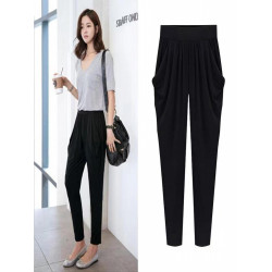 2025春季新款大碼牛仔褲女松緊腰胖MM褲子寬鬆顯瘦老爹梨形哈倫褲