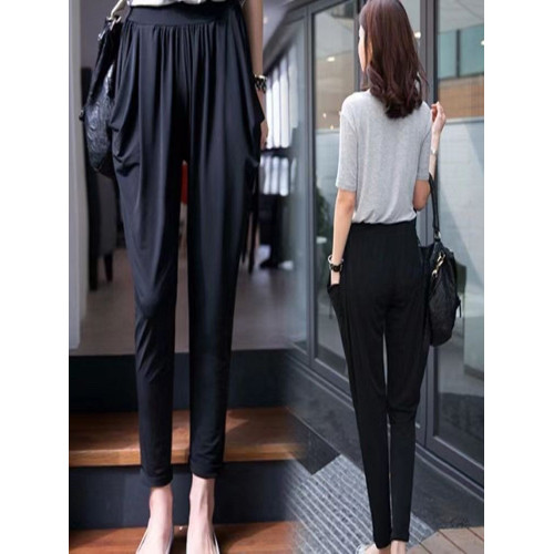 2025春季新款大碼牛仔褲女松緊腰胖MM褲子寬鬆顯瘦老爹梨形哈倫褲