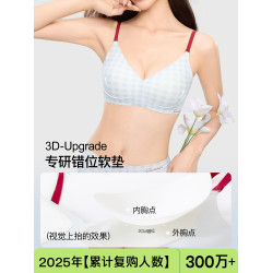 SecretWorld內衣女聚攏小胸收副乳防下垂軟支撐撞色肩帶格子文胸