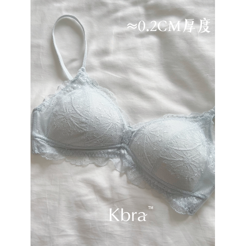 Kbra法式軟蕾絲內衣女微聚攏小胸超薄透氣無鋼圈細肩帶文胸罩