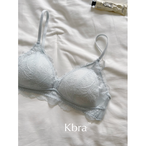 Kbra法式軟蕾絲內衣女微聚攏小胸超薄透氣無鋼圈細肩帶文胸罩