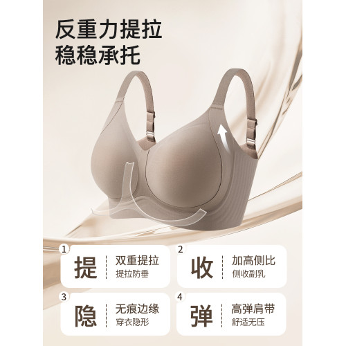 季下大碼內衣大胸顯小文胸胖mm女無痕聚攏收副乳防下垂孕婦胸罩