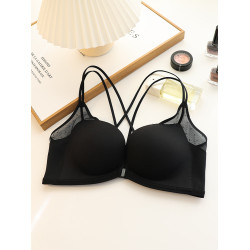 美背內衣女聚攏小胸顯大無痕2024新款前釦交叉無鋼圈文胸罩收副乳