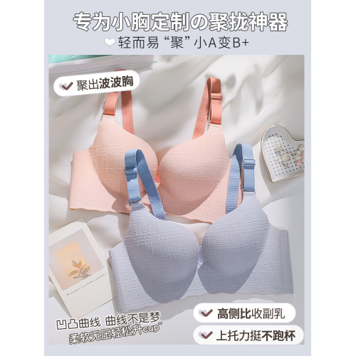 無痕內衣女一片式無鋼圈調整型文胸小胸顯大聚攏收副乳防下垂胸罩