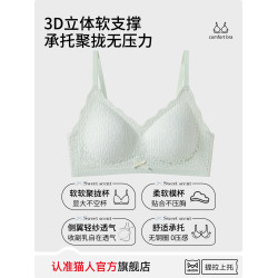 貓人無痕內衣女小胸聚攏上托美背無鋼圈固定杯薄款透氣蕾絲文胸罩