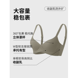 無痕內衣女薄款大胸顯小收副乳防下垂夏天全罩杯光面無鋼圈文胸罩
