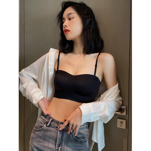抹胸內衣女夏薄款無痕小胸防走光裹胸美背吊帶背心一體文胸無鋼圈