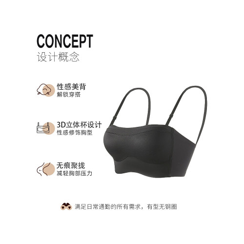 抹胸內衣女夏薄款無痕小胸防走光裹胸美背吊帶背心一體文胸無鋼圈