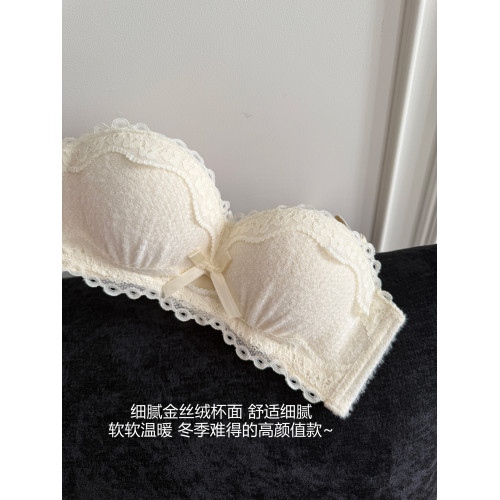 「絲絨蝴蝶結」小公主~ 半杯內衣女小胸聚攏顯大上托防下垂文胸罩