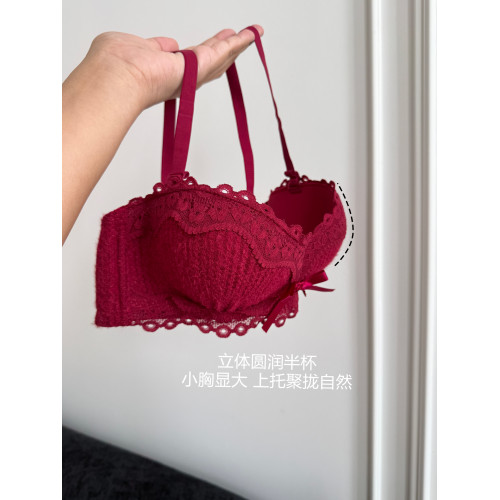 「絲絨蝴蝶結」小公主~ 半杯內衣女小胸聚攏顯大上托防下垂文胸罩