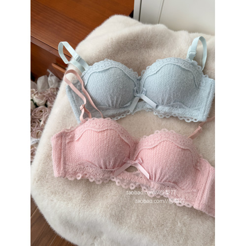 「絲絨蝴蝶結」小公主~ 半杯內衣女小胸聚攏顯大上托防下垂文胸罩