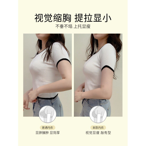 大胸顯小內衣女調整型收副乳防下垂聚攏無鋼圈薄款夏季大碼文胸罩
