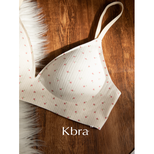 Kbra法式碎花三角杯文胸2026新款爆款運動無鋼圈小胸聚攏內衣女