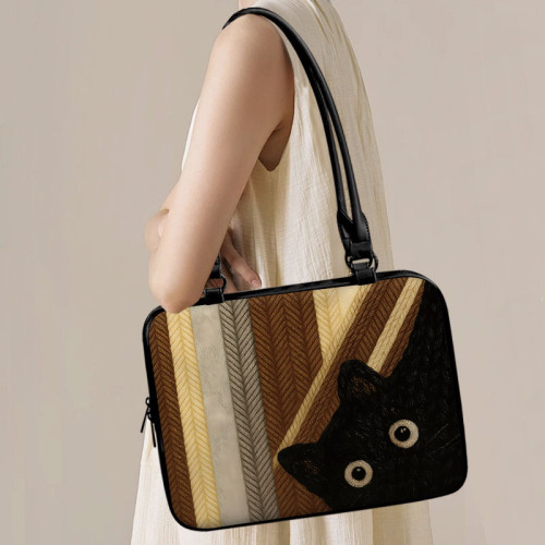 【趣物研所】豹紋黑貓大容量單肩電腦包可掛行李箱適用蘋果macbook小新air13.3寸華爲matebook14寸防撞防摔