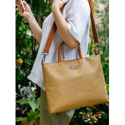 手提電腦包單肩手拎包平板macbook13寸筆電包水洗牛皮紙輕便通勤A4會議文件袋公文包大容量手提包