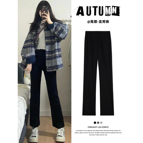 黑色菸琯褲女2025新款秋季九分小個子法棍褲休閒褲彈力顯瘦直筒褲