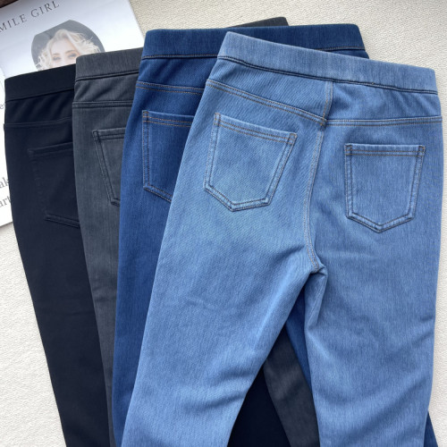 2025新 C家常規款緊身打底松緊腰針織牛仔軟彈力小腳褲女秋冬加絨