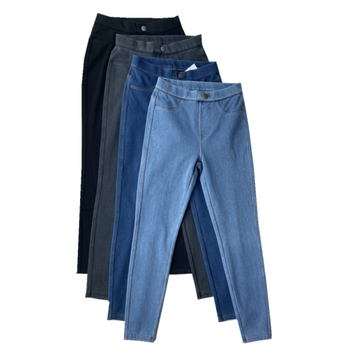 2025新 C家常規款緊身打底松緊腰針織牛仔軟彈力小腳褲女秋冬加絨