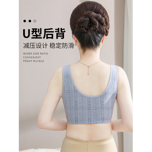 中老年媽媽文胸純棉內衣女老人中年婦女前釦背心式胸罩大碼無鋼圈