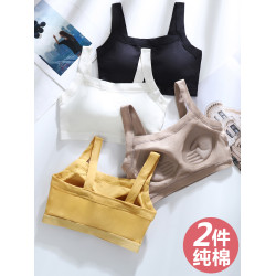 純棉美背吊帶一體式背心內衣女學生初中少女文胸高中生青春期運動