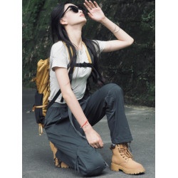 戶外登山褲女徒步秋季防風防水速乾褲美式工裝褲女款加絨沖鋒褲男