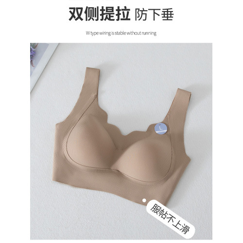 無痕內衣女加厚小胸顯大聚攏提拉收副乳防下垂胸罩背心式運動文胸