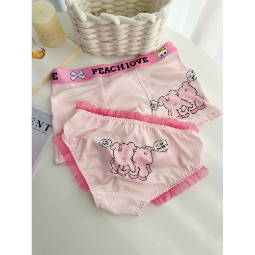 【情侶款】掐屁股~甜庫情侶內褲一男一女冰絲可愛2024新款檔純棉