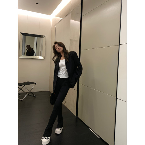 顯瘦天花板黑色馬蹄褲西裝濶腿直筒微喇叭褲修身長褲女26新款春夏