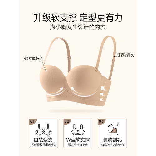 聚攏內衣女小胸顯大收副乳防下垂2025新款爆款無痕平胸塑形文胸罩