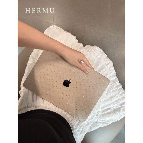 禾沐M5水鑽2025款M4高級感13寸macbookair保護殼M1軟14寸pro適用蘋果電腦保護套m3皮質15筆電m2全包外殼16