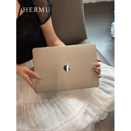 禾沐M5水鑽2025款M4高級感13寸macbookair保護殼M1軟14寸pro適用蘋果電腦保護套m3皮質15筆電m2全包外殼16