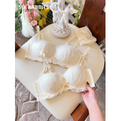 六隻兔子蕾絲內衣女小胸聚攏顯大胸罩無鋼圈甜美風少女文胸套裝