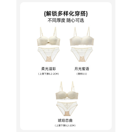 六隻兔子蕾絲內衣女小胸聚攏顯大胸罩無鋼圈甜美風少女文胸套裝