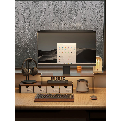 亞克力增高架帶抽屜顯示器增高架多功能置物架桌上型螢幕收納架辦公