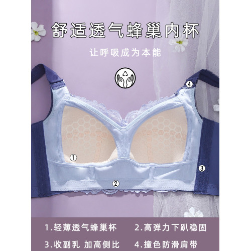 塑型調整型收副乳聚攏防下垂內衣女薄款大胸顯小胸大碼文胸無鋼圈