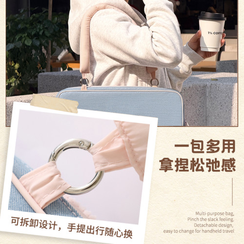 筆記型電腦包手提斜背高級感顔值保護套滑鼠鍵盤適用蘋果macbook13寸聯想air華爲matebook14戴爾15小米15.6寸