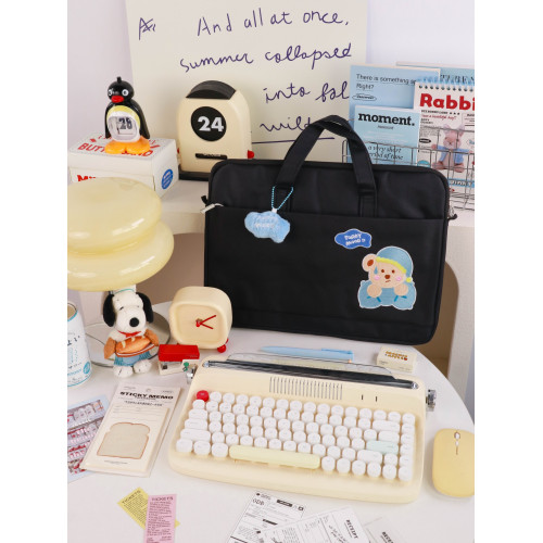 今日心情小睏熊手提筆記型電腦包女高顔值14寸16英寸高級感輕薄輕便單肩斜背通勤新款防摔防震可攜式掛式行李箱