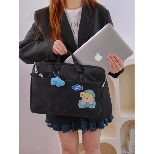 今日心情小睏熊手提筆記型電腦包女高顔值14寸16英寸高級感輕薄輕便單肩斜背通勤新款防摔防震可攜式掛式行李箱