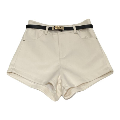 2024年秋冬新款韓系時尚氣質簡約百搭休閒高腰黑色毛呢濶腿短褲女