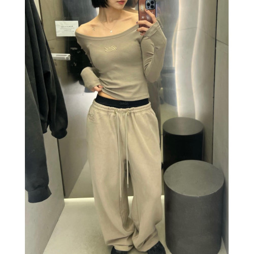 韓國badblood新款美式復古刺綉休閒寬鬆直筒長褲衛褲抽繩拖地褲