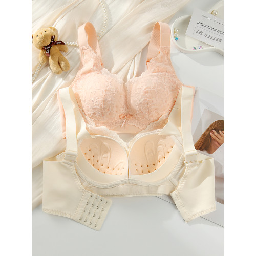 內衣女士薄款透氣聚攏小胸上托收副乳防下垂無鋼圈蕾絲文胸罩秋季