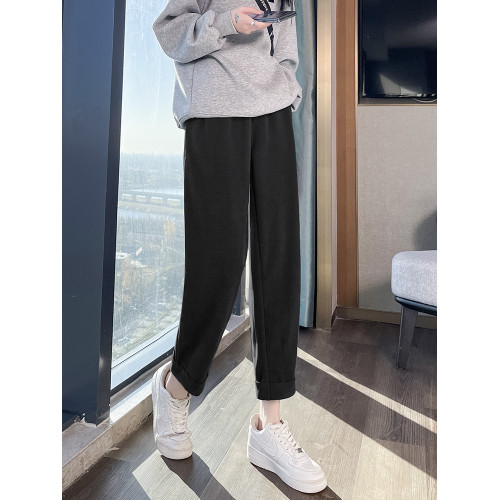 灰色蘿蔔褲女秋冬2025新款九分鐮刀衛褲小個子顯瘦顯高哈倫老爹褲