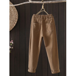 松緊腰秋冬季加絨休閒褲女加厚哈倫褲白色2024新款蘿蔔褲黑色褲子