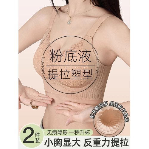 無痕提拉小胸聚攏內衣女調整型收副乳防下垂上托無鋼圈全罩杯文胸