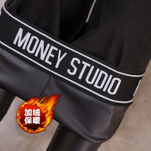 加絨加厚pu皮打底褲女秋冬款外穿高腰彈力皮褲修身顯瘦保暖小腳褲