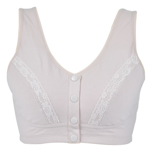 老人純棉胸罩大碼媽媽文胸無鋼圈薄款中老年前釦內衣全棉通用蕾絲