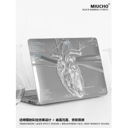 MIUCHO 心髒銀色電腦殼適用蘋果26新款M5鐳射air13透明macbook14磨砂pro原創設計防摔pro16寸防磕碰保護硬殼