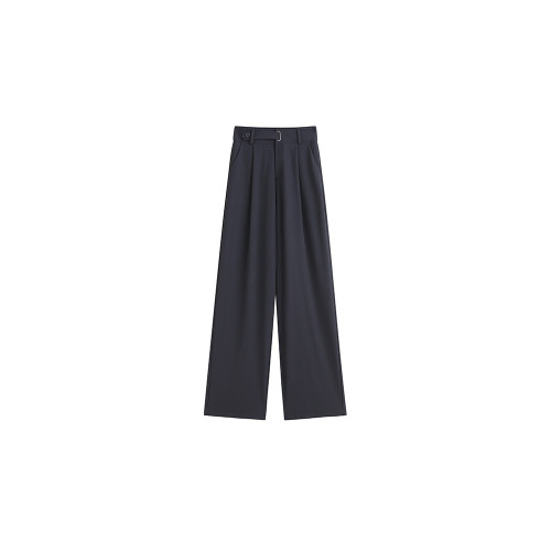 高級感窄版西裝褲女春夏秋寬鬆小個子休閒長褲高腰顯瘦拖地濶腿褲