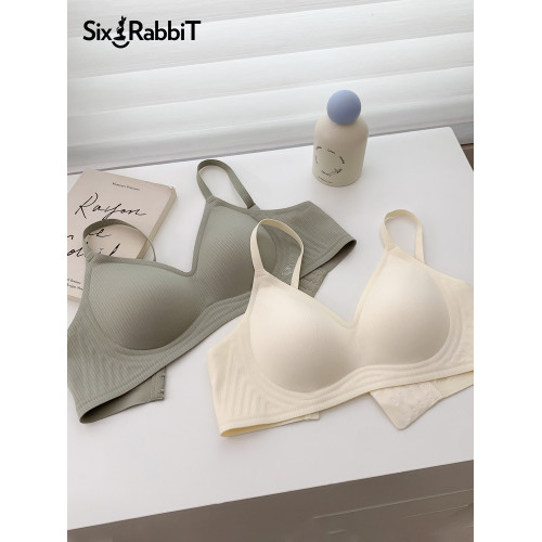 六隻兔子小攏杯無痕內衣女小胸聚攏收副乳果凍條軟支撐無鋼圈文胸