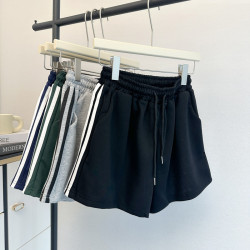 夏季2025新款運動休閒短褲女韓版松緊高腰居家外穿濶腿沙灘熱褲潮